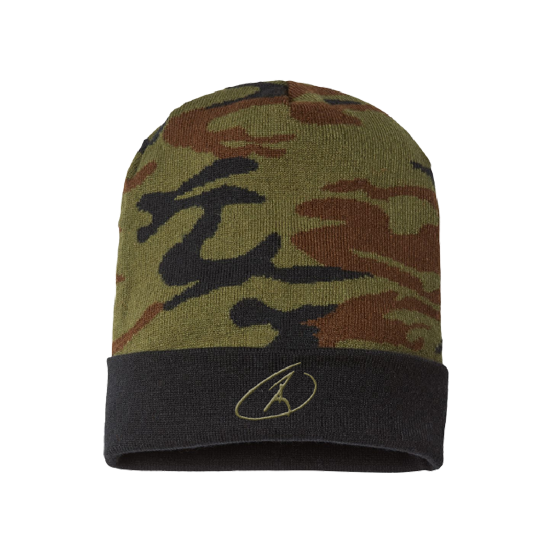 Camo RJO logo beanie