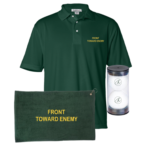 Front toward enemy golf polo, towel, and ball bundle RJO