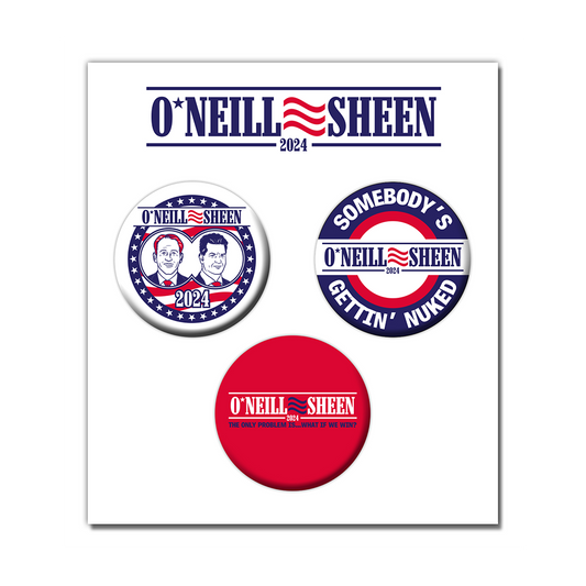 Robert J. O'Neill and Charlie Sheen 2024 campaign buttons pack RJO