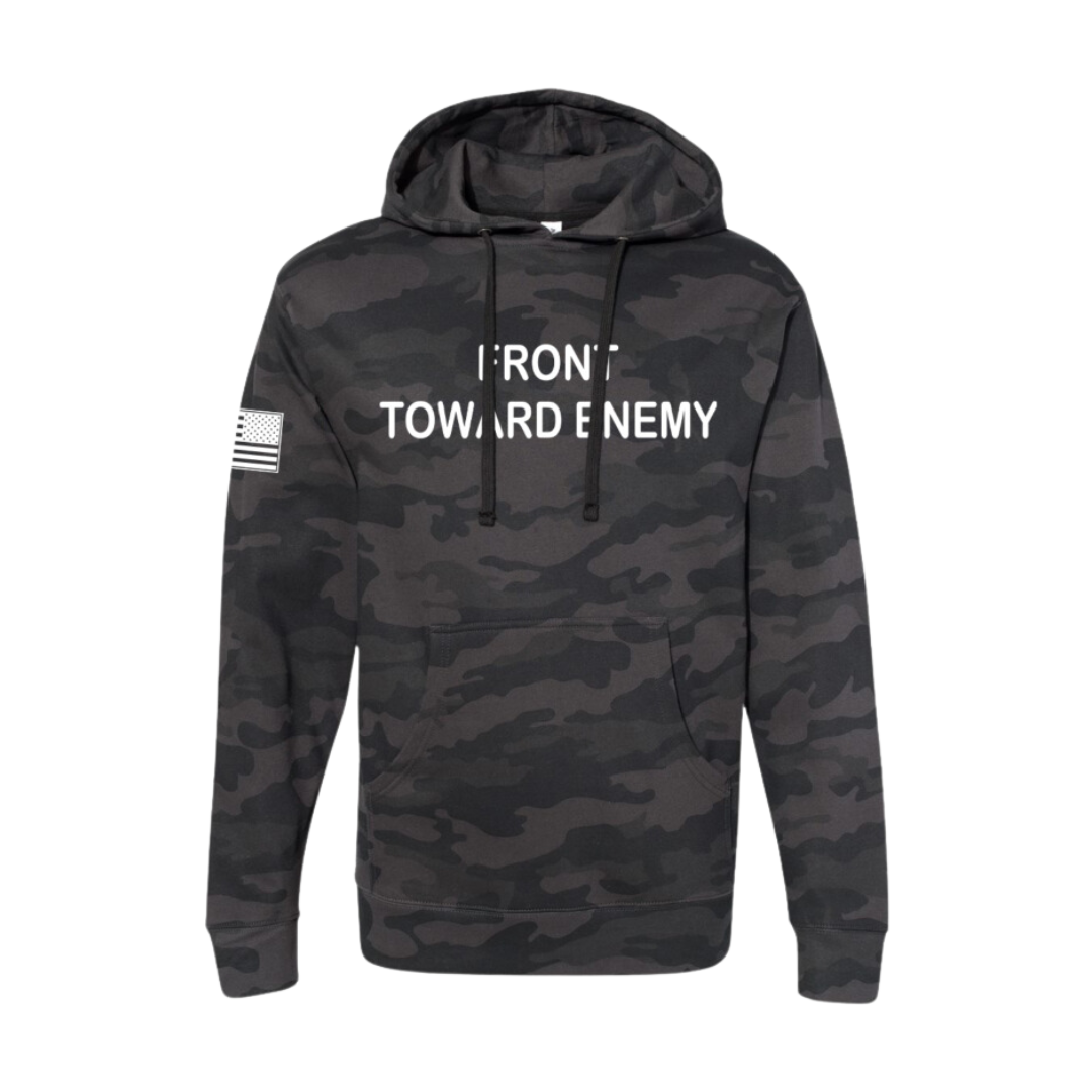 Front Toward Enemy Black Camo Hoodie