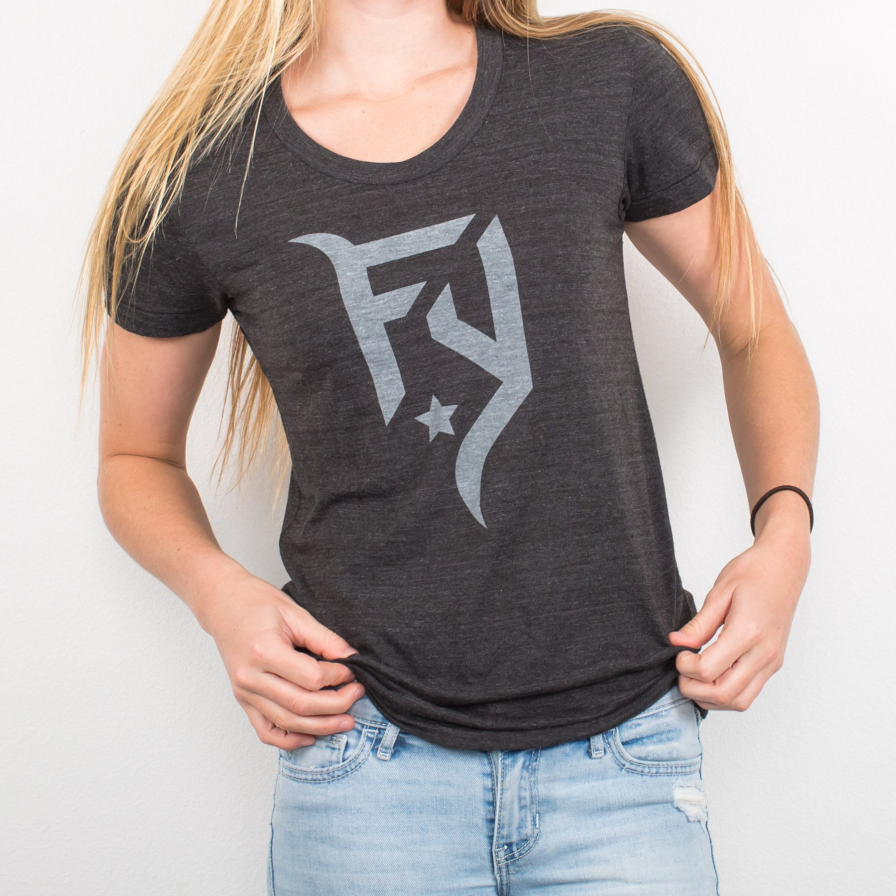 Fix yourself emblem graphic women's tee charcoal RJO