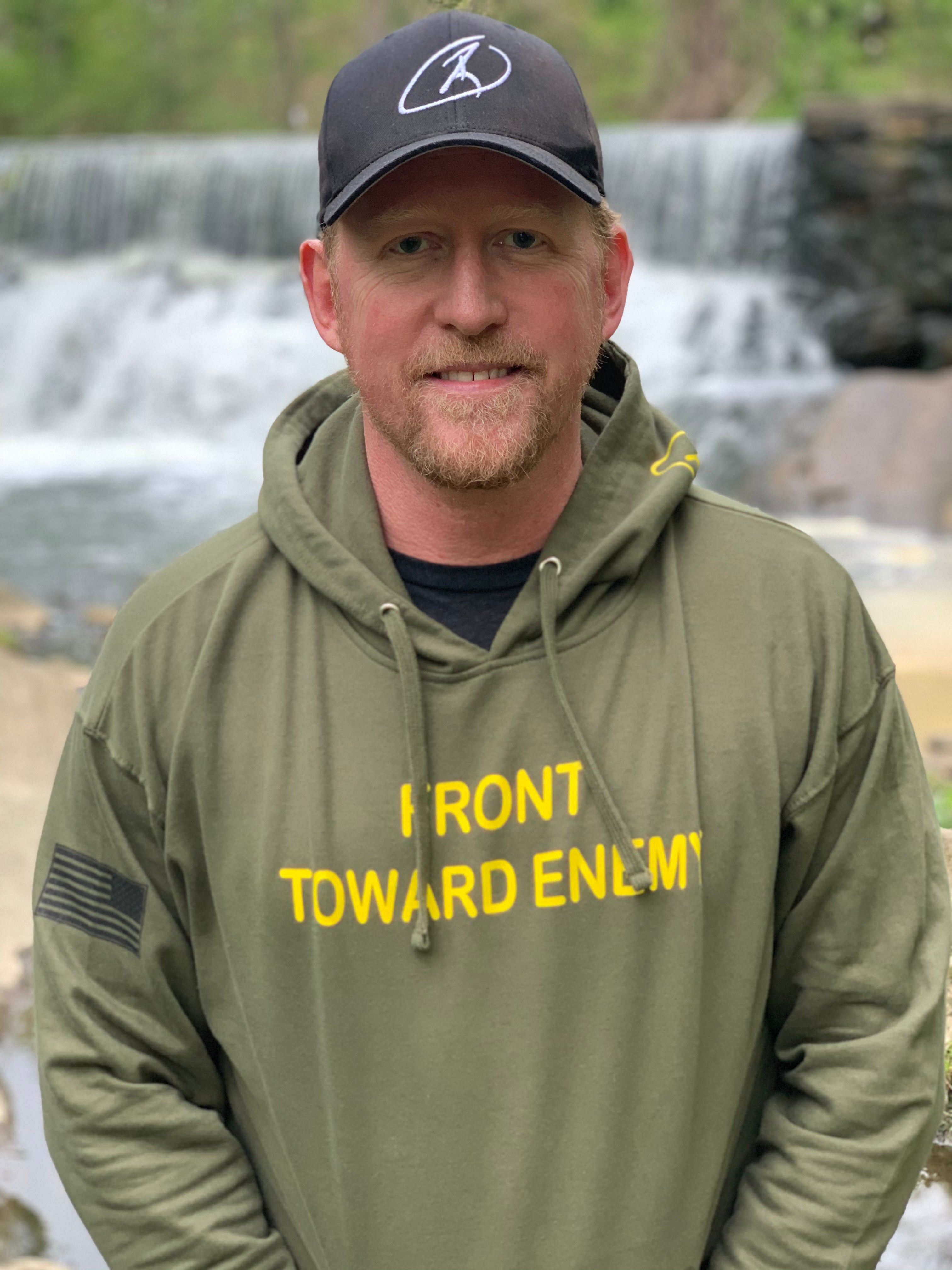 Front toward enemy army green hoodie front on RJO