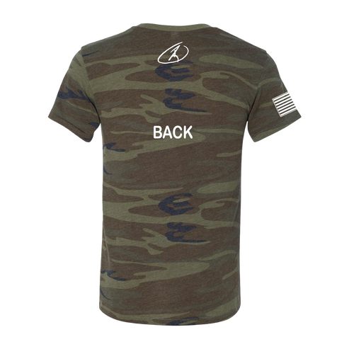 Front toward enemy flag texts camo tee back RJO