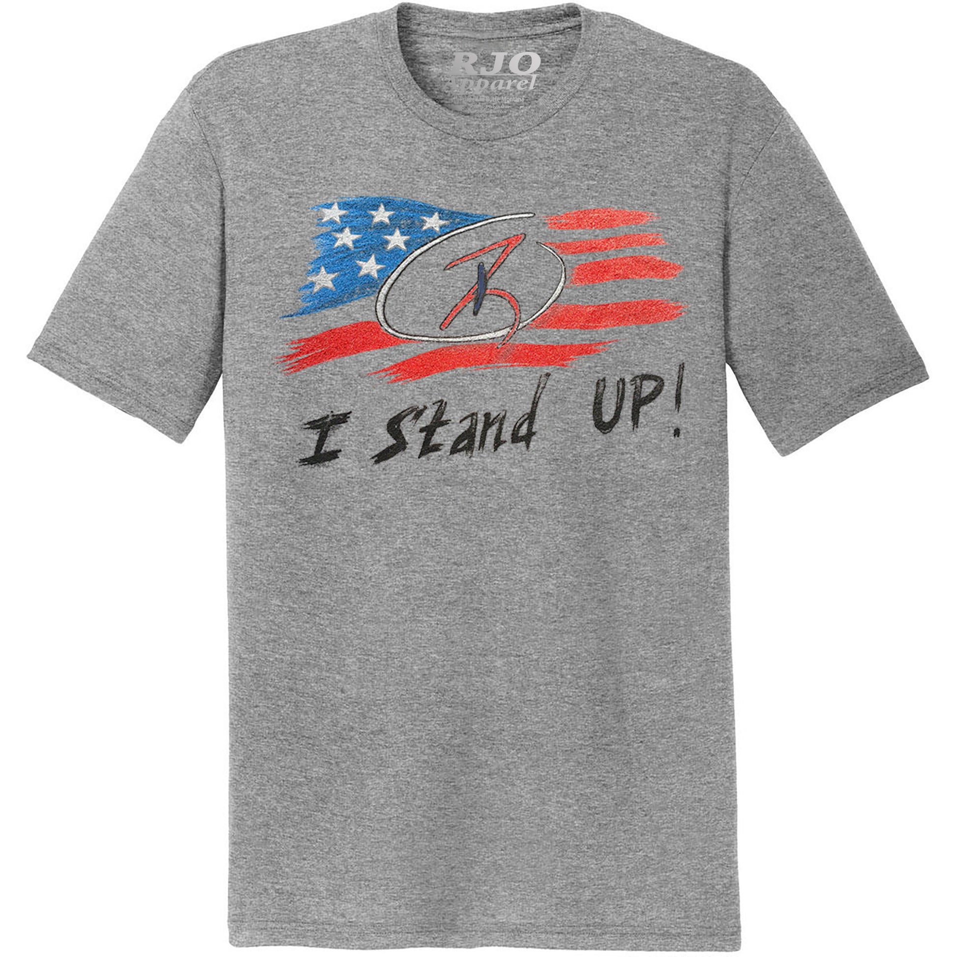 I stand up printed American flag gray men's tee RJO