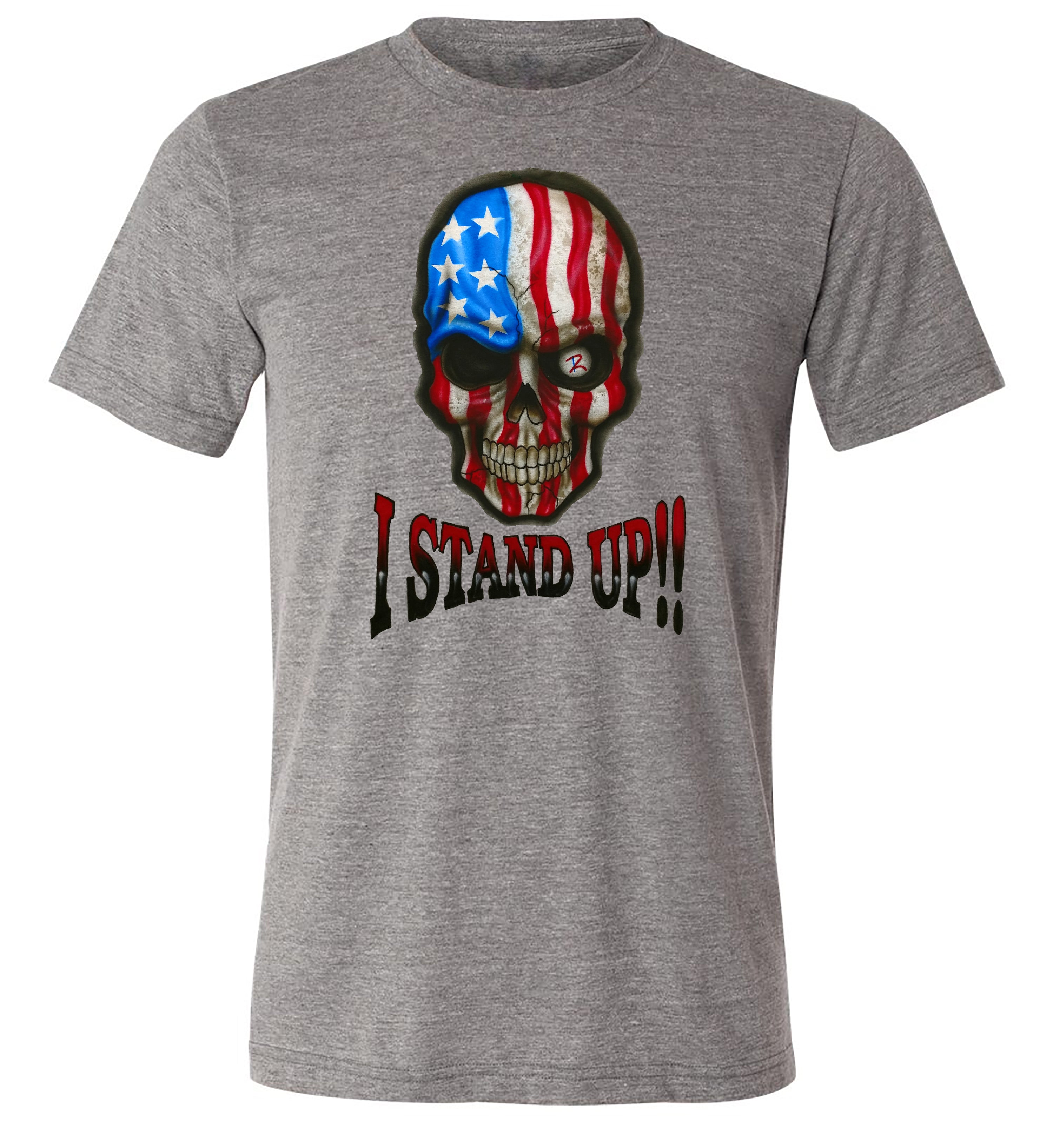 I stand up skull women's gray tee RJO