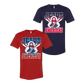 Jesus was an American tee in red and blue product shot RJO