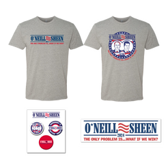 O'Neill / Sheen campaign bundle with 2 tees, button pack, and bumper sticker RJO