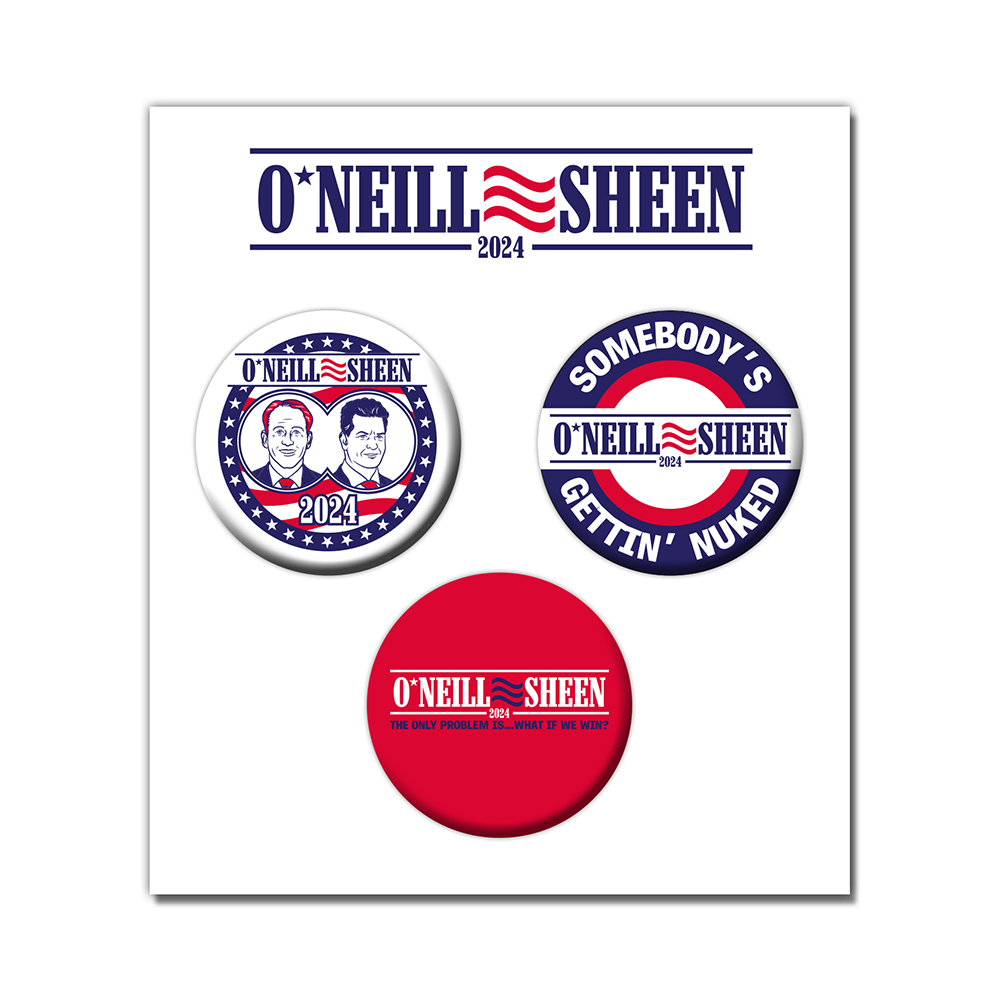 Robert J. O'Neill and Charlie Sheen 2024 campaign buttons pack RJO